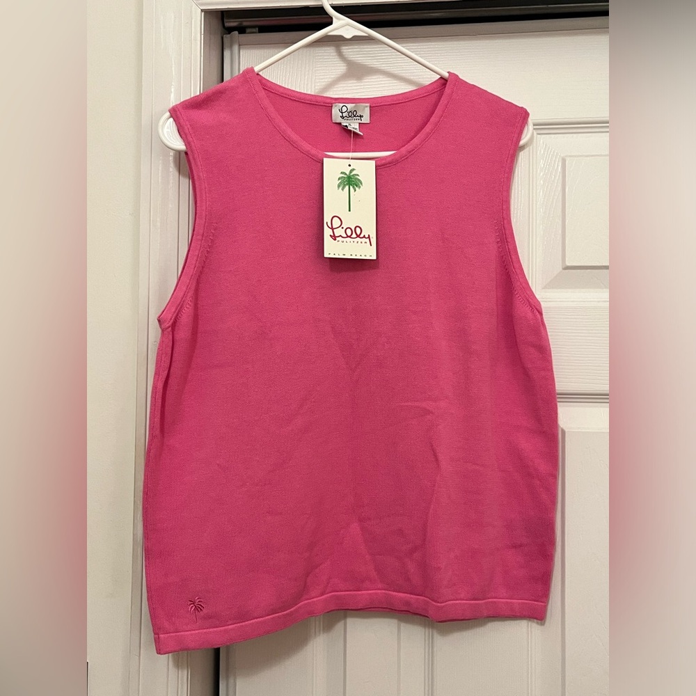 NWT-Lilly Pultizer Sweater-sleeveless hot pink XL